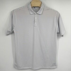 Onward Reserve Mens XL Blue and Pink Striped Short Sleeve Performance Polo Shirt